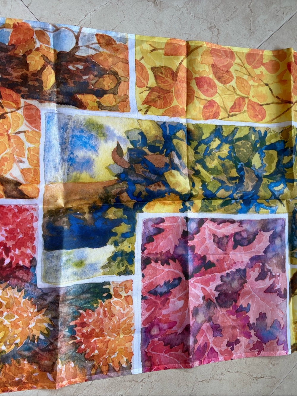 Colorful Botanical Fall Patchwork Flag